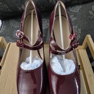 Elegant Burgundy Double Strap Heels